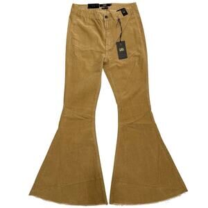 L&B Lucky & Blessed High Rise Flare Corduroy Jeans Size 10 Brown Stretch NEW